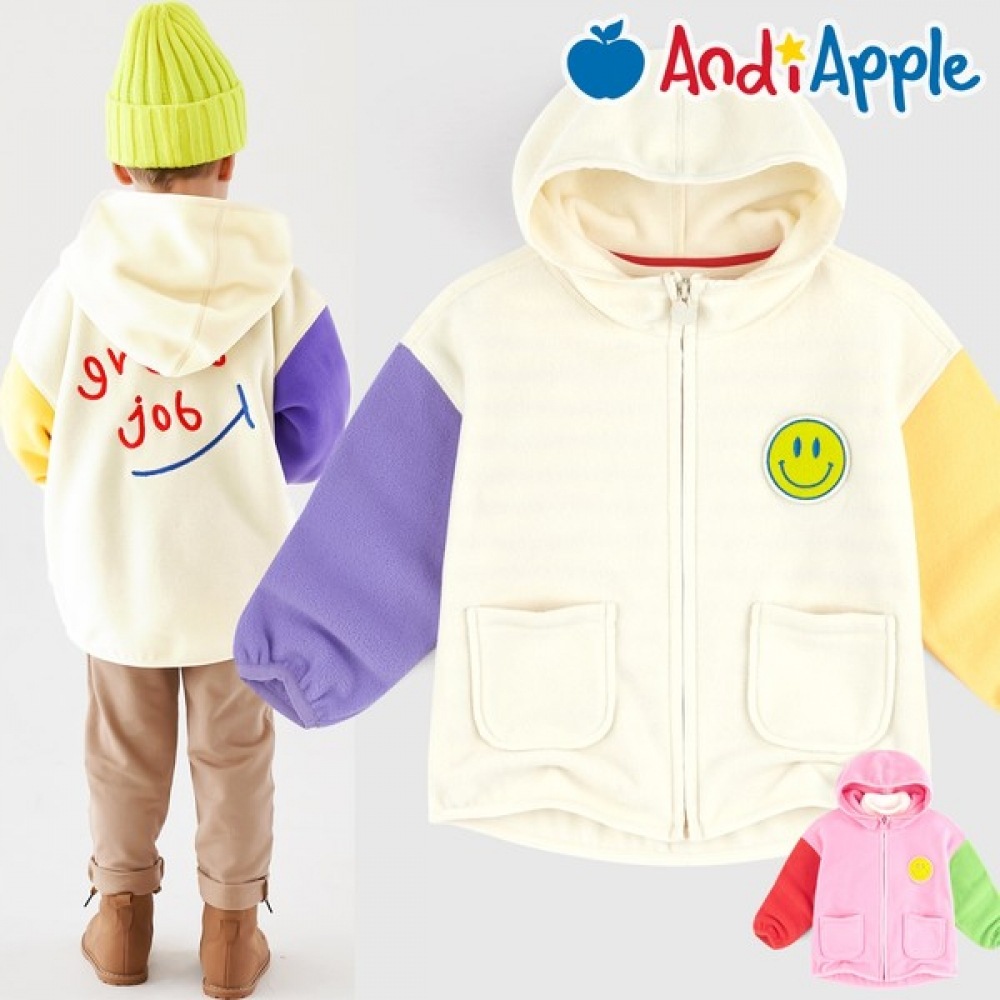 (Andy Apple) パフィースリーブカラーポーラーフリースジップアップ