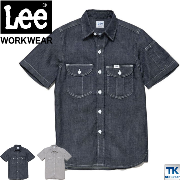 Lee 半袖シャツ レディース ワークシャツ WORKWEAR ヒッコリー インディゴ リー WORK SHIRTS ボンマックス ストレッチ /bm-lws43002
