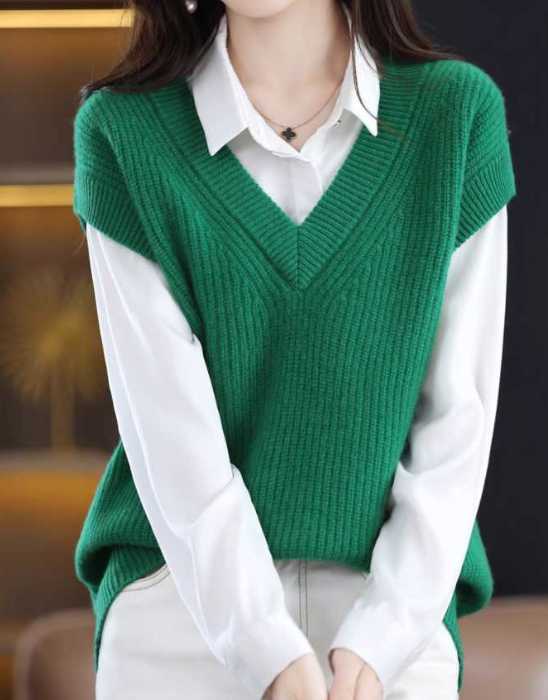 きれいめレディースファッション トップス S M L XL 2XL 3XL セータベスト ブイネック