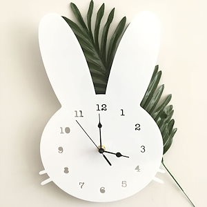 ins北居ウサギ時計漫画静音時計壁面飾り子供部屋時計軟