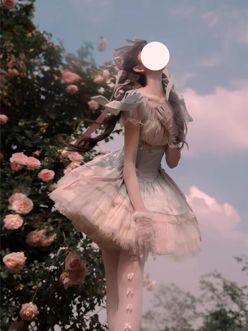 小さなリボンlolitaロリータワンピースspバレエ風洋装キャミソールスカートケーキスカートプリンセススカート夏