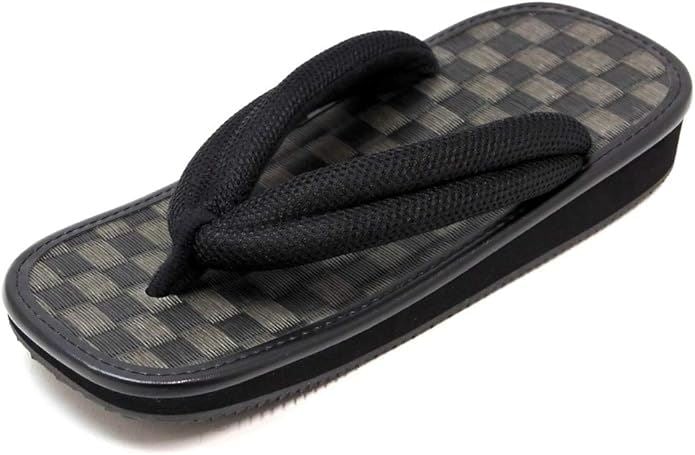 男性用 雪駄 草履 市松 黒畳 メッシュ鼻緒 ゴム底 日本製 32-stk-1 ブラック 8寸3分 25.0～26.0 cm(25.0～26.0 cm) 4,842円