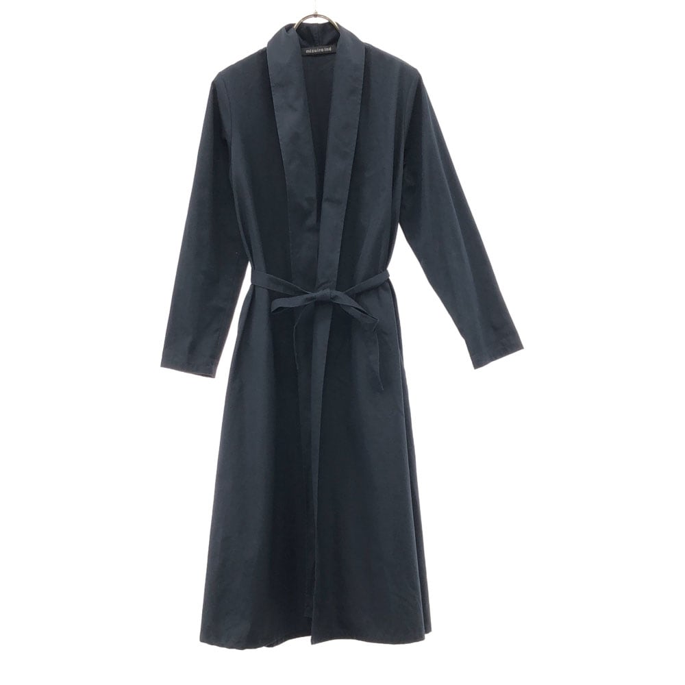 日本製 長袖 ガウンコート ネイビー レディース