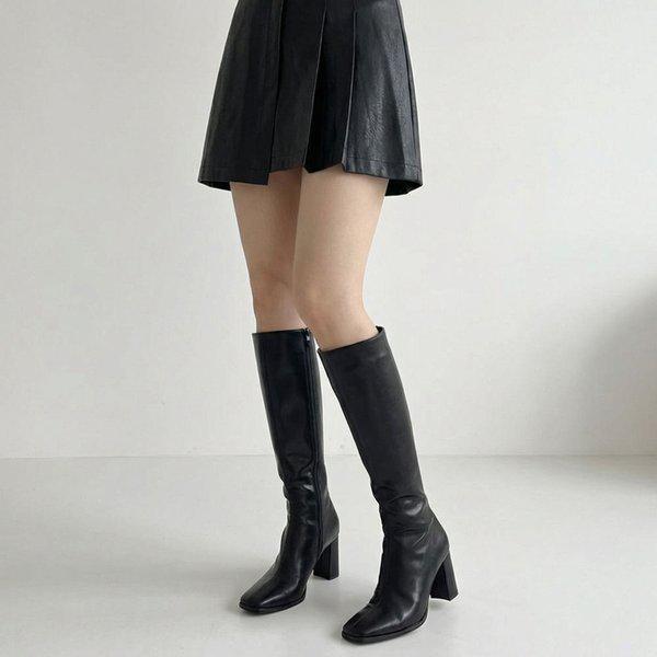 女性スクエアトゥロングブーツ 9cm