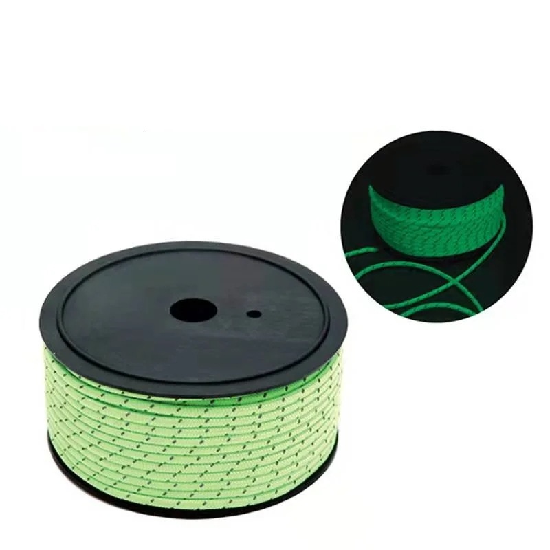 多機能屋外パラコード,5mm,発光編みロープ,サバイバル反射,キャンプ用レスキュー傘,50m