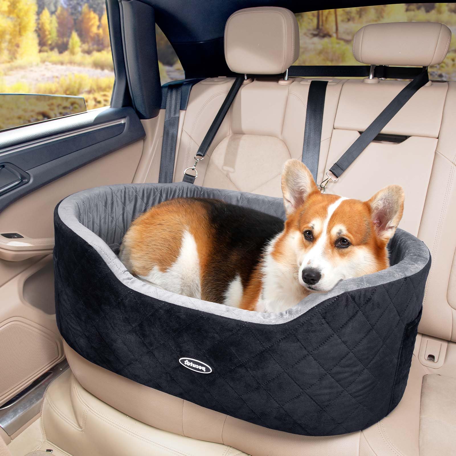 pecute ドライブベッド 犬用カーベッド 車用ペットシート 小型犬 中型犬 犬用カーシート 猫用ペット ドライブシート 車用ペットベッド 犬用ベッド 防水 洗える ペット用ブースターシート カーア