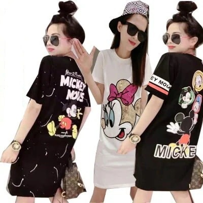 【10点セット】欧米ファッション 夏 Tシャツワンピース スウェット ミッキー ワンピース 半袖 夏 ブラウス レディース 大きいサイズ ディズニー S-4XL23
