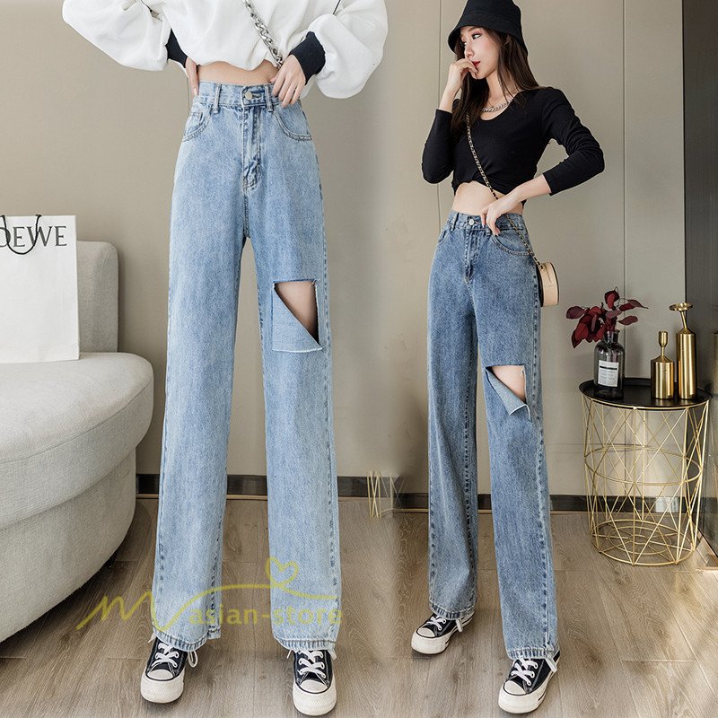 男性に人気 ジーンズストレッチパンツデニムパンツハイウエストワイドパンツレディース脚長デザイン