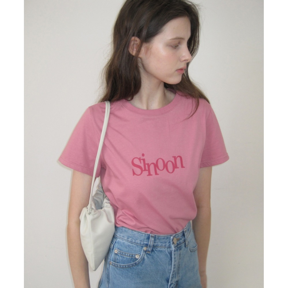 SINOON シヌーンシグネチャーロゴ Tシャツ (ディープピンク)