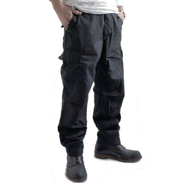 アメリカ軍 BDU カーゴパンツ ／迷彩服パンツ XLサイズ リップストップ YN521007 ブラック レプリカ