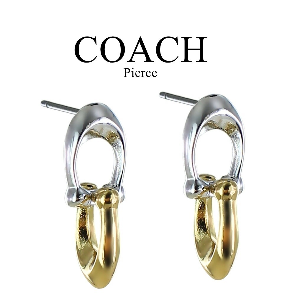 COACH コーチ ピアス レディース Cロゴ フープ 小ぶり 揺れる シルバー ゴールド コンビカラー 上品 ブランド アクセサリー プレゼント 351443TWO974 成人 卒業 入学