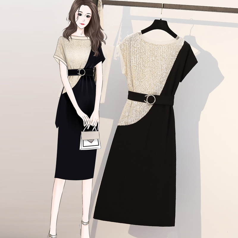 切り替え半袖ワンピース ワンピース フレアワンピース 膝丈 ひざ丈 袖あり 半袖 ラウンドネック フレア 切り替えデザイン ベルト ウエストマーク 切り替えデザイン ハイウエスト かわいい 大人可愛い