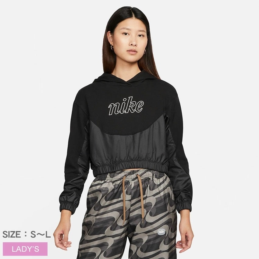 NSW IC フリース L/S フーディ MMBR DQ6256 レディース ウエア フード パーカー 長袖 ロゴ ブランド スポーツ シンプル スポーティ 運動 おしゃれ プリント