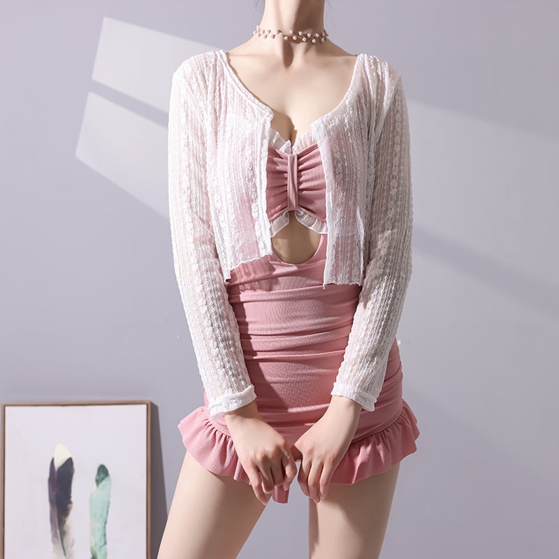 水着 ワンピース カーディガン set 体系カバー水着 かわいい 大人可愛い きれいめ セクシー シンプル カジュアル ナチュラル ゴージャス 華やか 大人 大人っぽい おしゃれ お洒落 レ