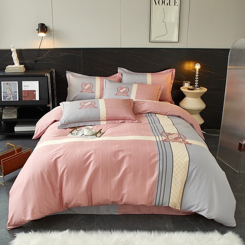 コットン大判プリント 4 点セット厚手コットンシーツとキルトカバー寝具