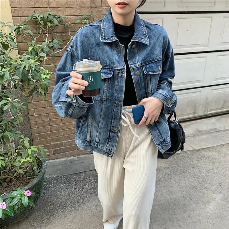 ジャケット 韓国ファッション 秋アウター ジャケット ゆったり カジュアル デニムジャケットコート ジャケットアウター 百掛け デニムジャケットコート 春ジャケット