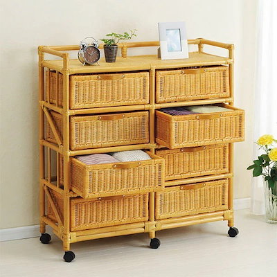 箪笥 チェスト 籐 ラタン 4段 整理タンス コロ付 籐 ラタン チェスト 4段 整理タンス コロ付 高級ラタン4段チェスト