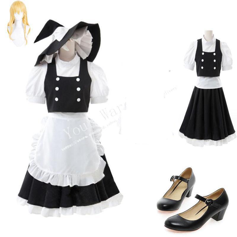 【品質良い 大好評中】東方プロジェクト 霧雨魔理沙 コスプレ衣装 ウィッグ靴 演出服 cosplay 変装 仮装 撮影 祭り