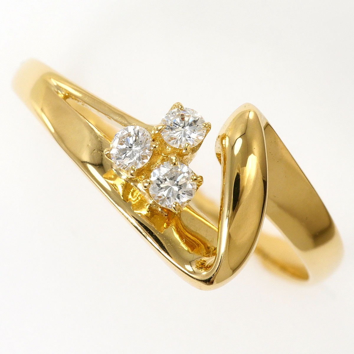 K18 18金 YG イエローゴールド リング・指輪 10.5号 ダイヤモンド 0.13ct 総重量約2.2g ジュエリー 中古