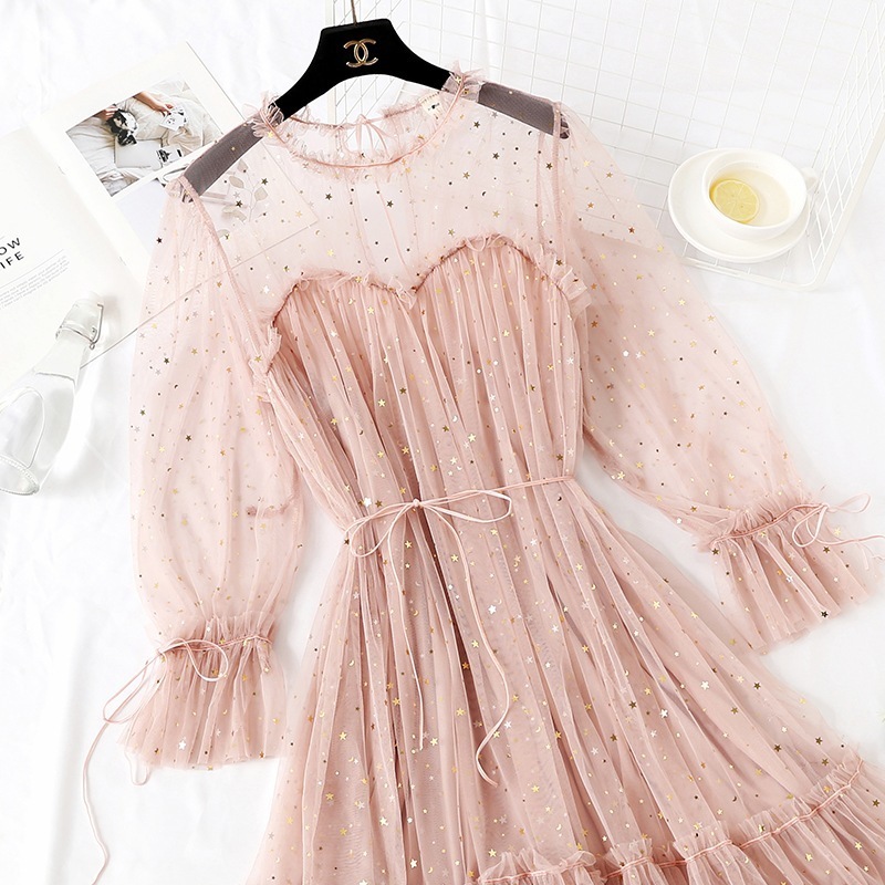 キラキラ メッシュワンピース ドレス 6色 シースルー レディース 結婚式 二次会 お食事会 食事会 デート お出かけ 可愛い レース セクシー お呼ばれ パーティー 女子会 演奏会 披露宴 成人式 6,142円