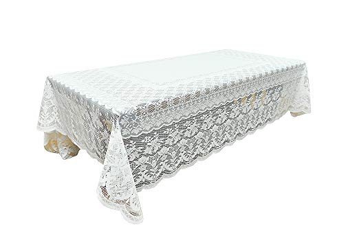 色：オフホワイト ジャガードレース撥水テーブルクロス*約140cm*220cm長方形タイプ 6人掛け