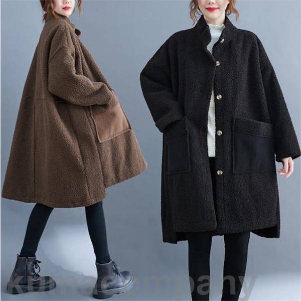 ミドルコート レディース 秋冬 アウター ジャケット 長袖 無地 ポケット プードルファーミドルコート 大きいサイズ 秋 冬 防寒 大人 厚手 体型カバー 6,876円