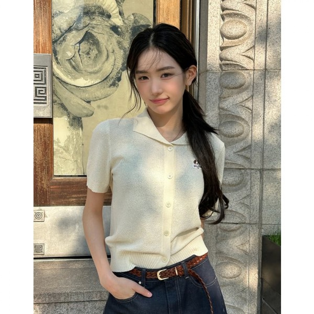 [25SS] [完売してレストア/ハジーズハリー] ショートスリーブカラーネックニット HSSW5BL93CR