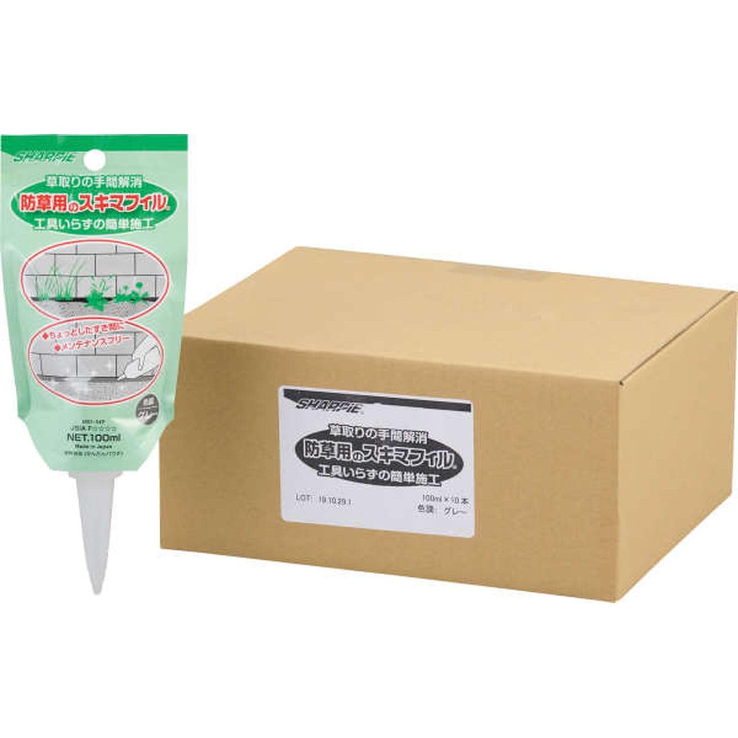 送料無料 【箱売り】シャープ化学 SHARPIE 防草用のスキマフィル グレー 100ml 10本入り スキマの雑草防止 工具いらず 簡単施工 草取りの手間解消
