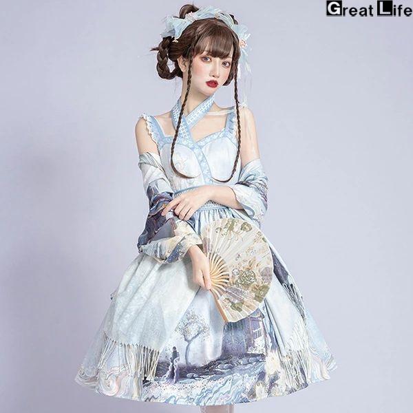 ロリータ ワンピース コスチューム メイド服 ゴスロリ ロリータワンピース 華やか メイド 豪華セット レディース 姫袖 姫ロリ 甘ロリ ゴシック ゴスロリ おと