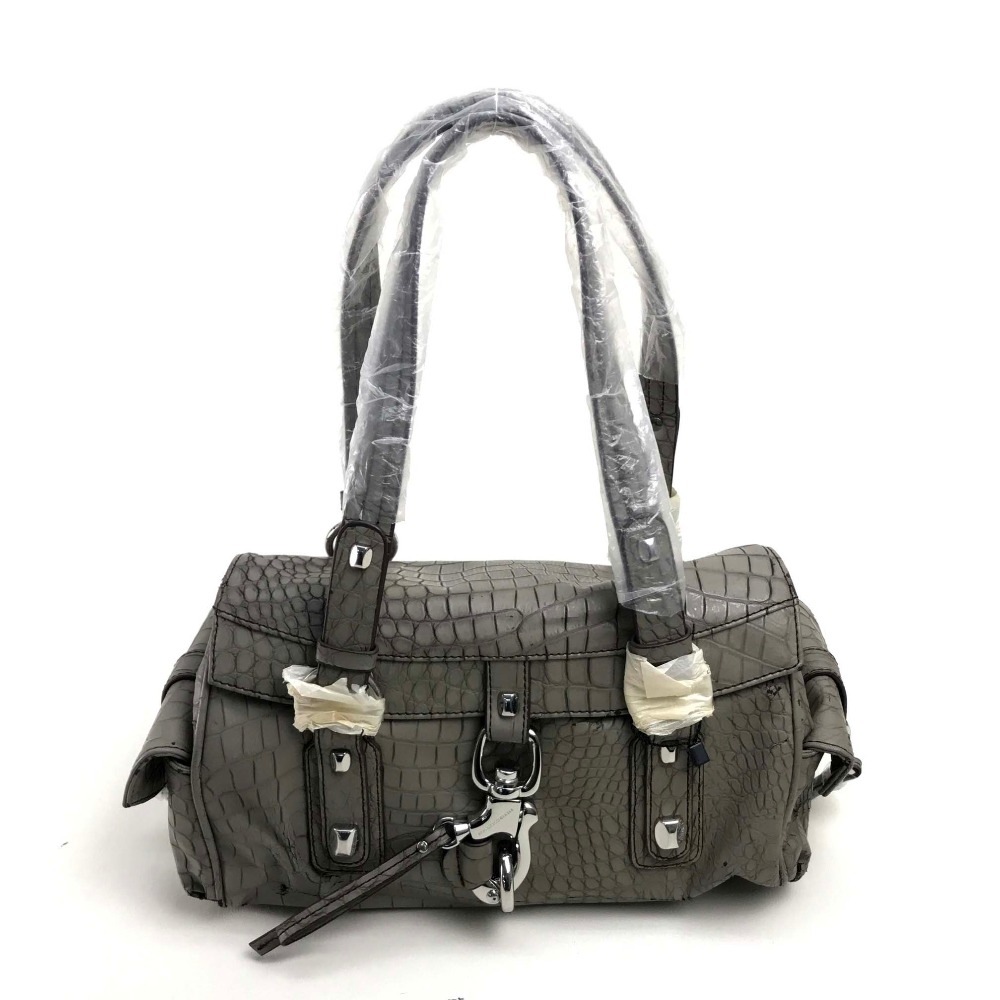 FRANCESCO BIASIA フランチェスコビアジア ハンドバッグ シークレットラブ クロコ型押し カバン ショルダーバッグ 合成皮革 グレー