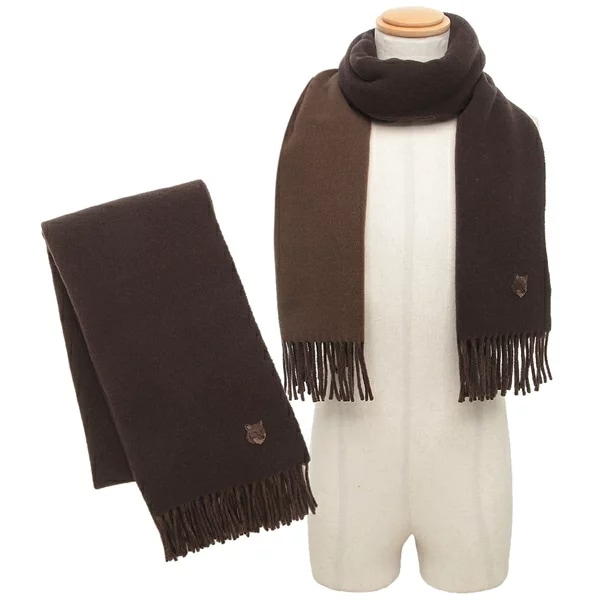 マフラー フォックスヘッド ダブルフェイス ワインレッド メンズ レディース NM06201 WA0018 P296