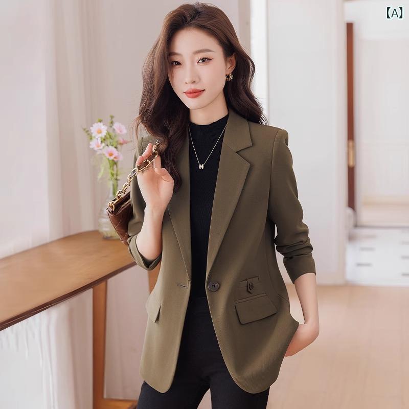 レディース スーツジャケット 入学式 ママ 春秋 カジュアル ハイエンド トップ スリム フィット シンプル おしゃれ ビジネス オフィス 通勤 社会人 ファッション インナーシャツ付き セット