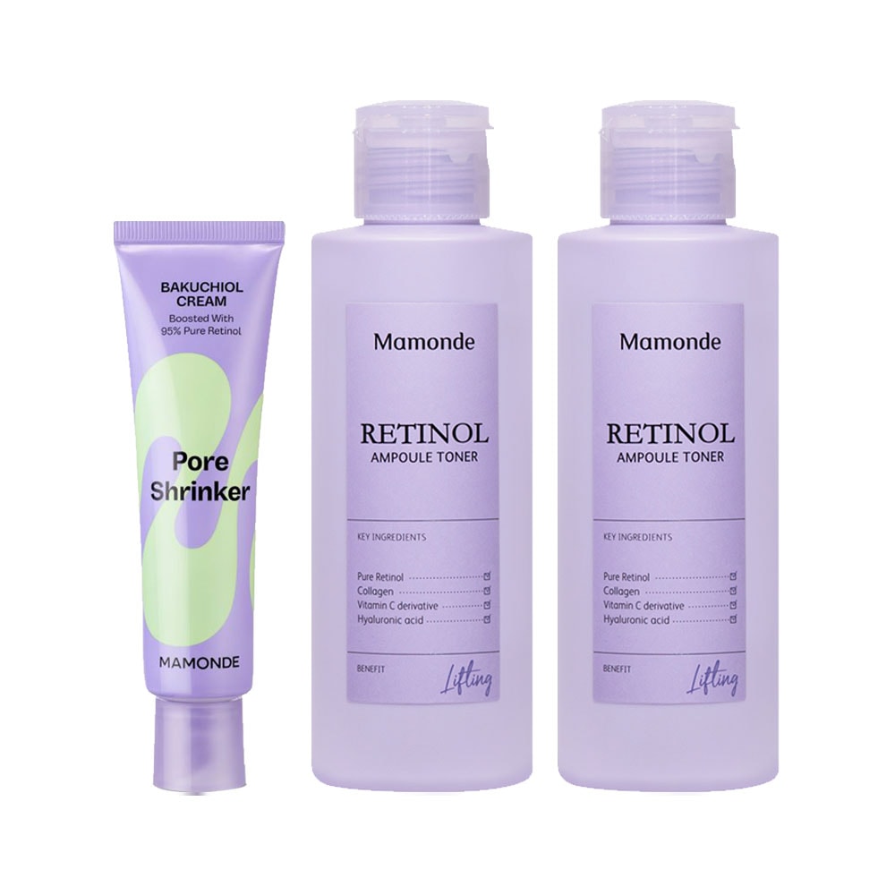 マモンドフォアシュリンカーバクチオールクリーム60ml +レチノールアンプルトナー150ml x2 2種セット/毛穴レチノール