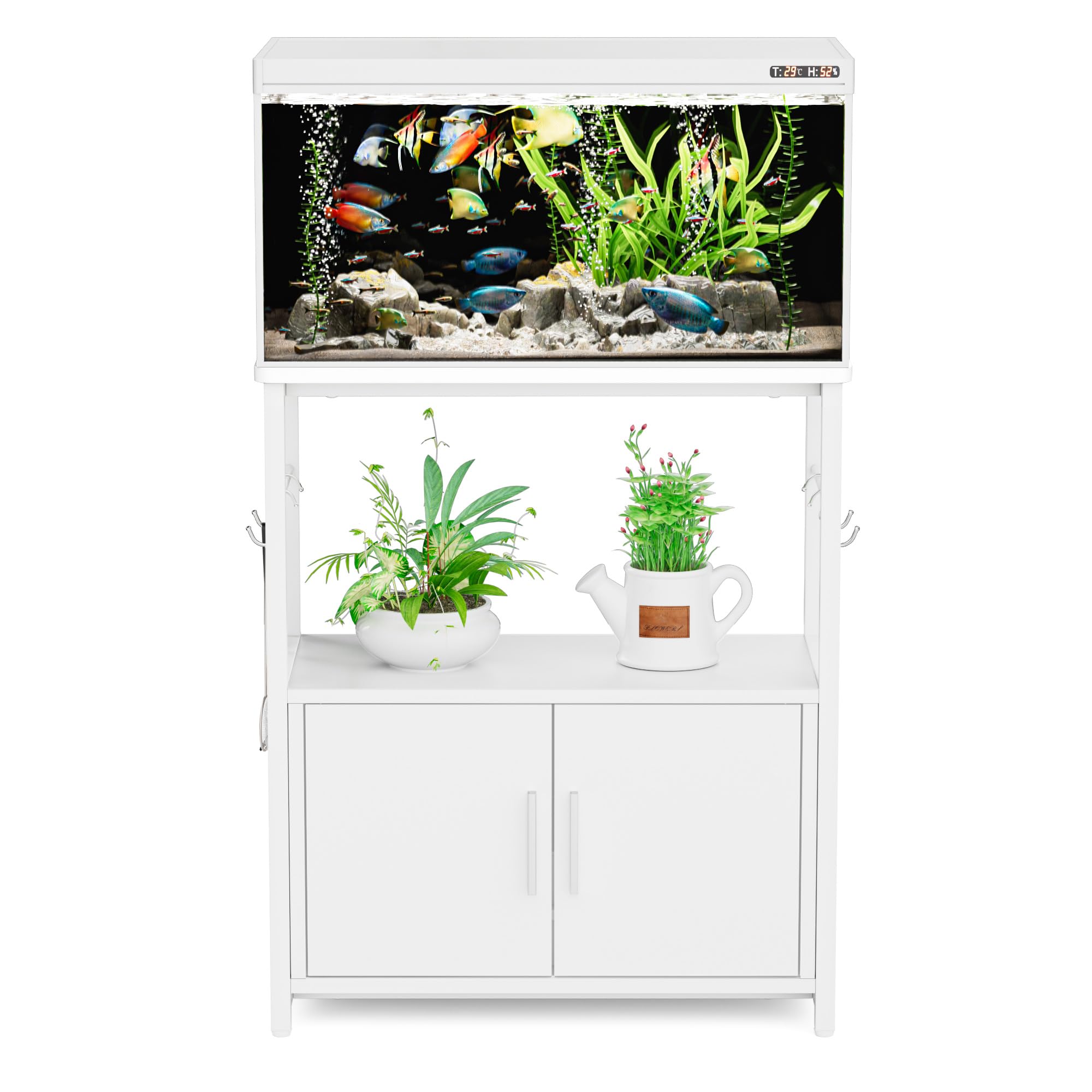 DEWEL 水槽台 60cm水槽用 水槽棚 水槽 60cm 台 幅60×奥行き30cm水槽用 キャビネット付き 総耐荷重約200kg 白 水槽 台 水槽設置台 水槽スタンド 水槽台 低い 60センチ水
