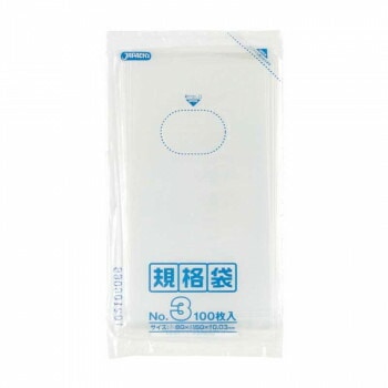 ジャパックス LD規格袋 厚み0.030mm No.3 透明 100枚x20冊x10箱 K-03