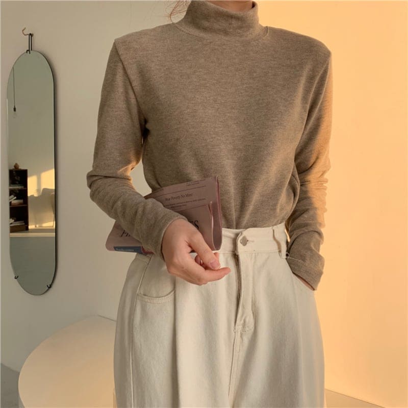 トップス カットソー ニット 袖あり 長袖 ハイネック きれいめ シンプル カジュアル 大人 上品 おしゃれ レトロ エレガント 無地 春 秋 冬 10代 20代 30代 40代 レディース オフィス