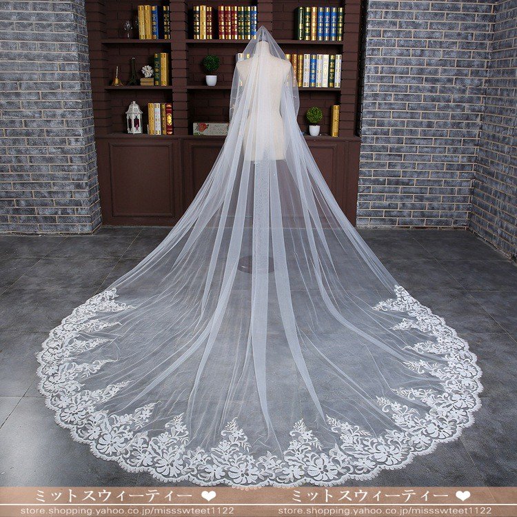 ロングベール ウエディングベール 結婚式 ベール 安い ブライダル 花嫁 コーム付き 披露宴 ブライダルベール 二次会 チャペルベール 白