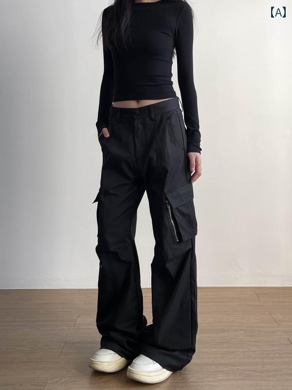 カーゴパンツ　メンズ　レディース Apocket アメリカン レトロ プリーツ マルチ ポケット オーバー オール レディース ストレート 速乾 カジュアル ロング パンツ