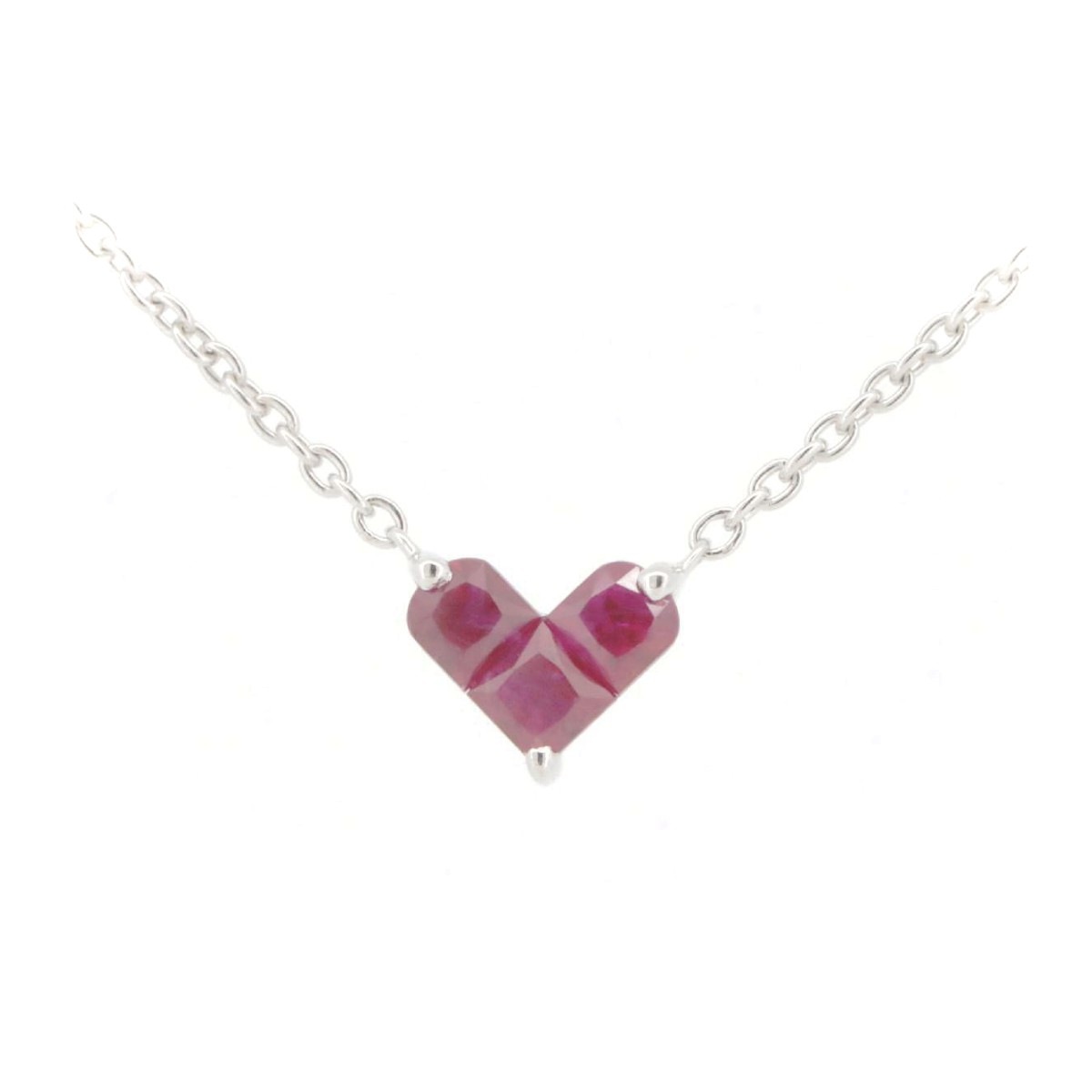 ミステリアスハート ルビー ネックレス 0.25ct K18WG(18金 ホワイトゴールド)