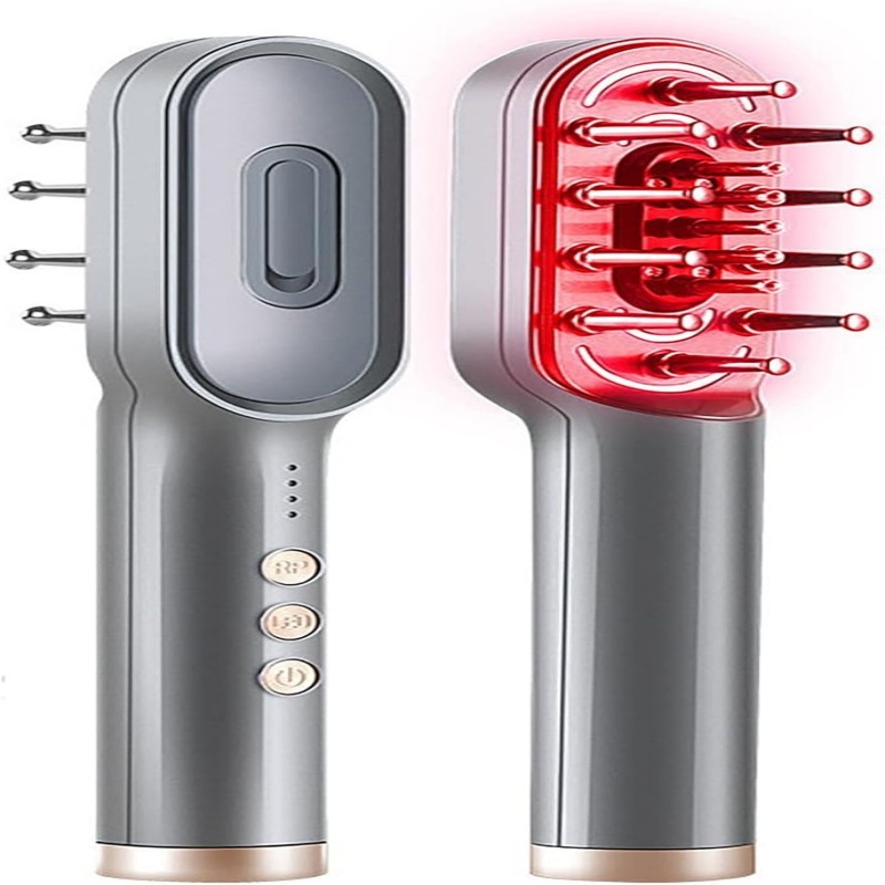 スカルプケアブラシ 微電流 EP機能 電動 頭皮ブラシ 美顔器 頭皮ケア 頭筋 表情筋 LED光エステ フェイスケア RFブラシ美顔器 グレー