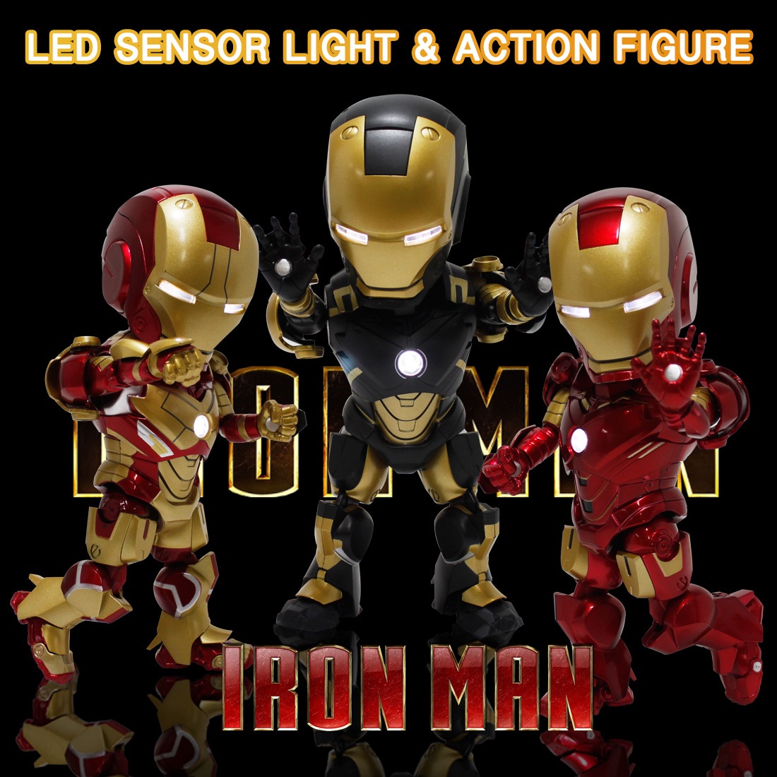 IRONMAN図LEDセンサーライトとアクション3PCS seriese [MK4 / NightCombat / Mk42]