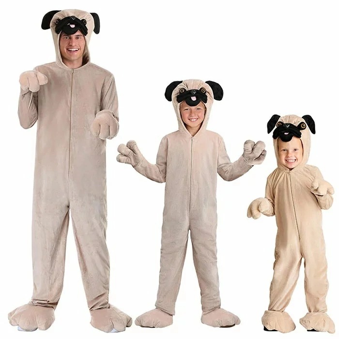 ハロウィン衣装 動物服 親子服 犬 ベビー 子供用 大人用 家族 お揃い 動物 コスプレ衣装 キッズ コスチューム かわいい 仮装 着ぐるみ クリスマス　イベント パーティー 文化祭 演劇 芝居 小道
