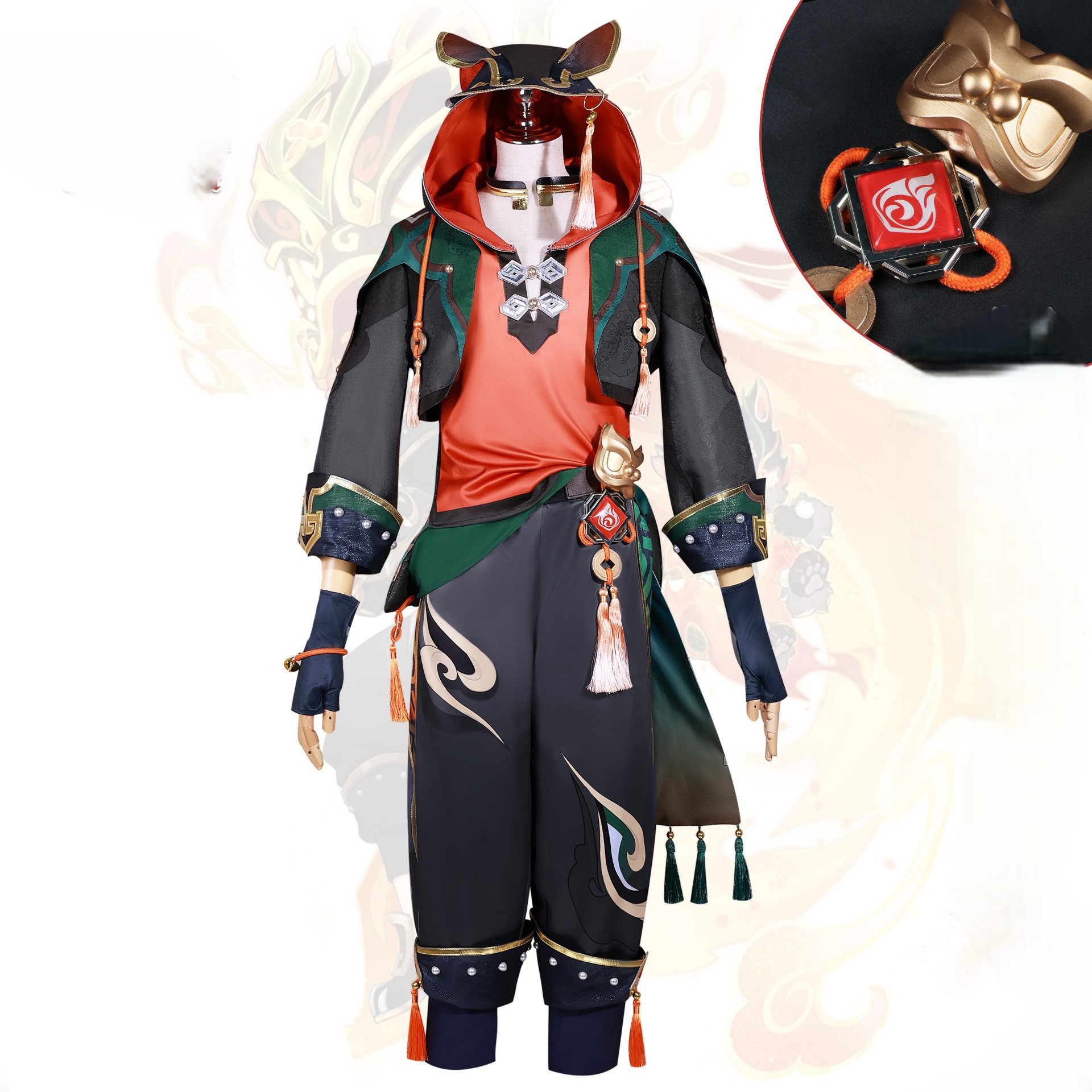 【超人気商品】原神風璃月獅子舞少年カミン コスチュームフルセット（ウィッグ＆シューズ付き）