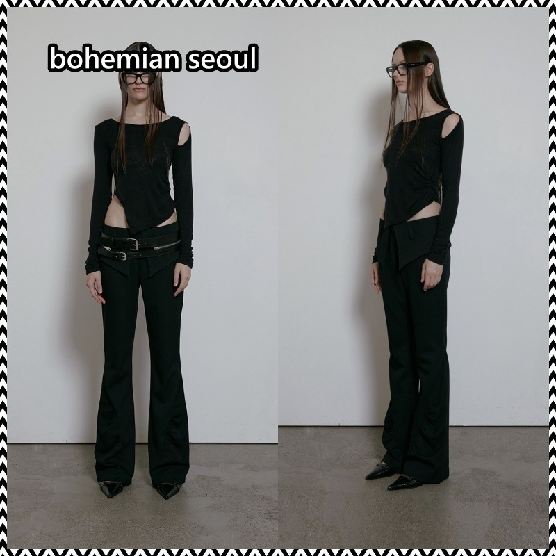 bohemian seoul FOLDED WAIST SHIRRING PANTS