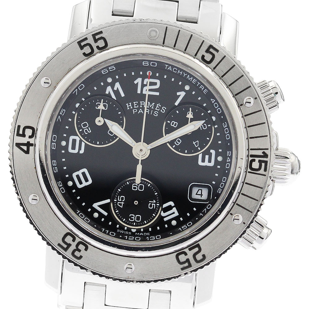 エルメス HERMES CL2.310 クリッパーダイバー クロノグラフ クォーツ レディース 内箱・保証書付き_897449【中古】