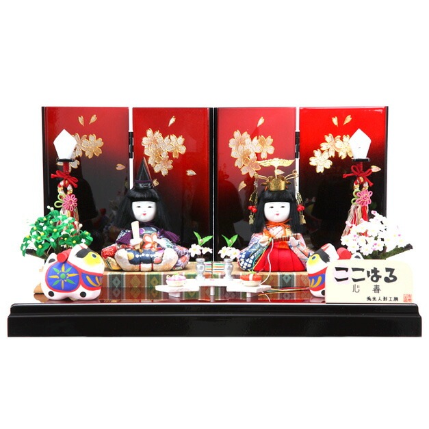 雛人形 ひな人形 お雛様 おひなさま かわいい 手作り 2025年 新作 秀光 限定品 送料無料 コンパクトミニ 初節句 ひな祭り 木目込み 親王 二人 ２人 平飾り ここはる 心春 春茜 男雛 女雛