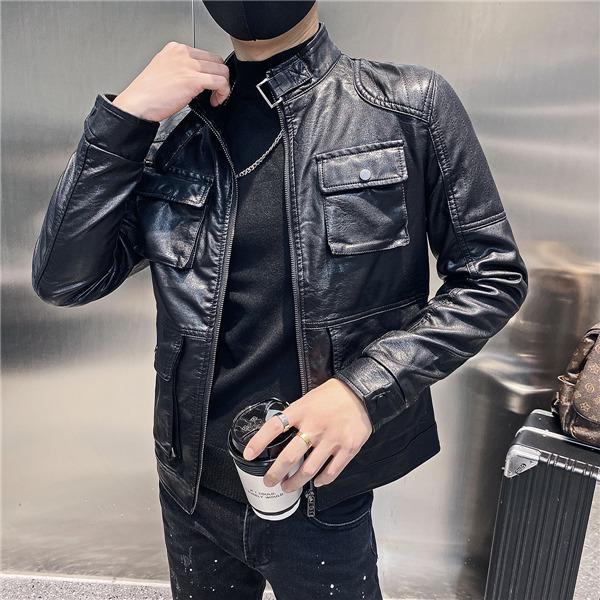 ライダースジャケット メンズ シングル レザージャケット 春冬 ザー スリム 革ジャン 人気 バイク 防風 ブルゾン バイカー おしゃれ