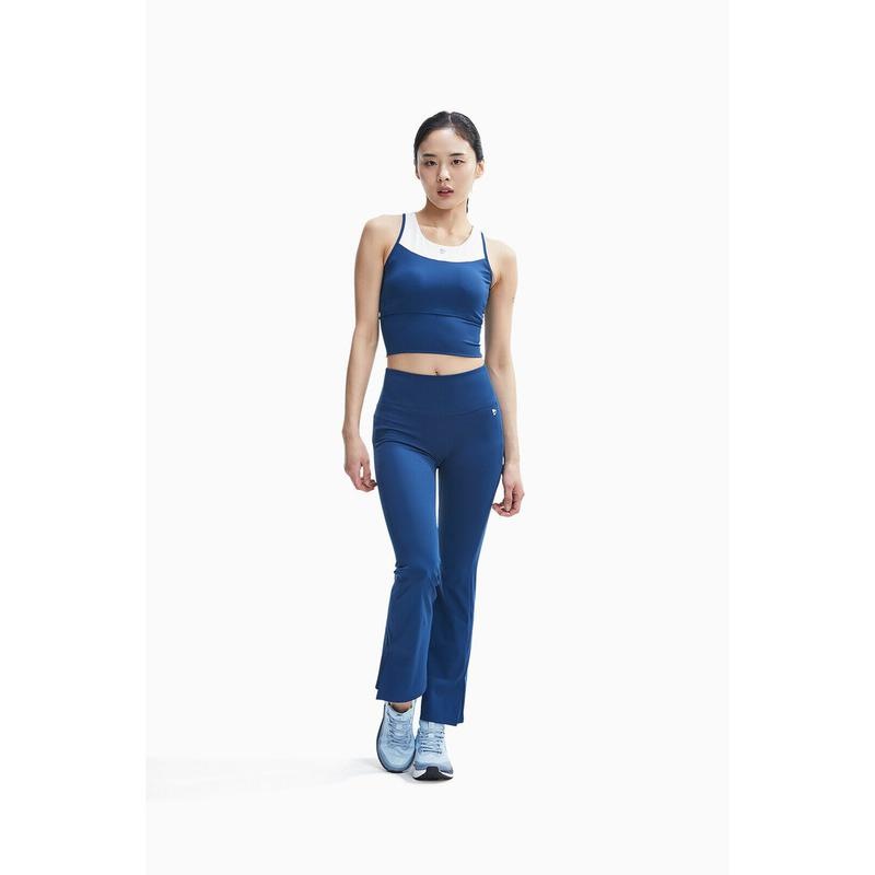 配色型クロップブラトップ ブーツカットトレーニングパンツ 上下セット / PW3WT24M411,WN24S211_GN