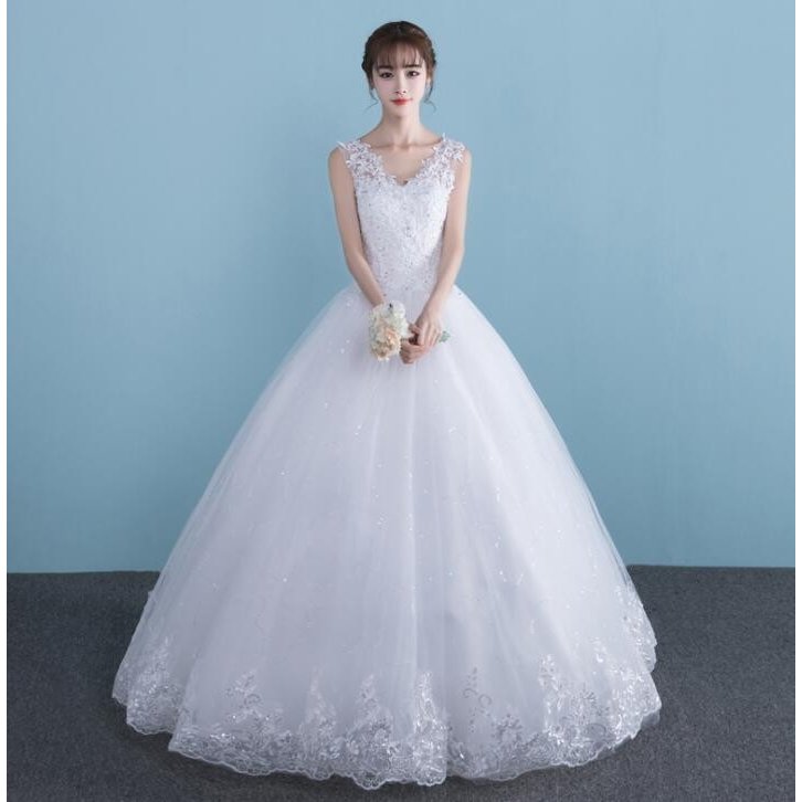 期間セールVネックウエディングドレス 結婚式 二次会 編み上げ イベント プリンセス 花嫁 カラード