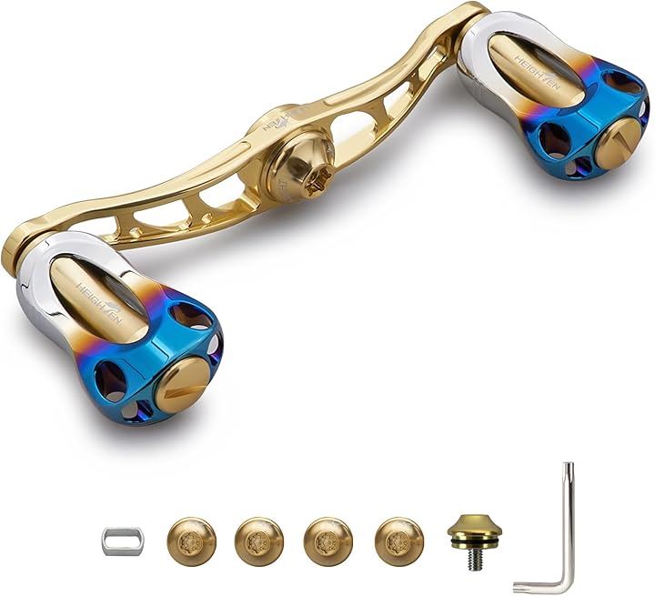 リール ハンドル 22mm ノブ搭載 シマノ SHIMANO ダイワ DAIWA アブ Abu 通用 ベイトリール Aurora Series 673(90mm - ゴールド)